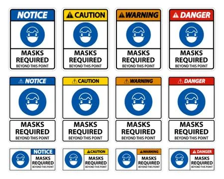 Symbol Masks Required Beyond This Point Sign Stock Illustration