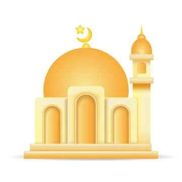 Symbol of mosque 3d icon vector illustration. Cartoon minimal style. Stock Illustration