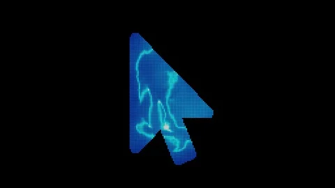 The symbol mouse pointer is assembled from small balls. Then it shimmers with Stock Footage 129415461