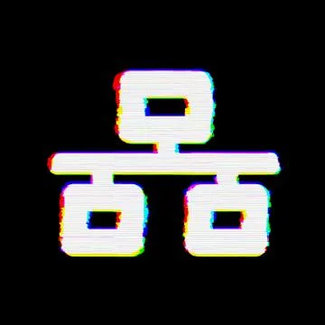 Symbol network wired has defects. Glitch and stripes Illustrazione stock