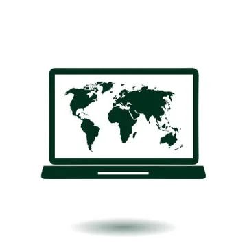 Symbol of notebook with world map. Stock Illustration