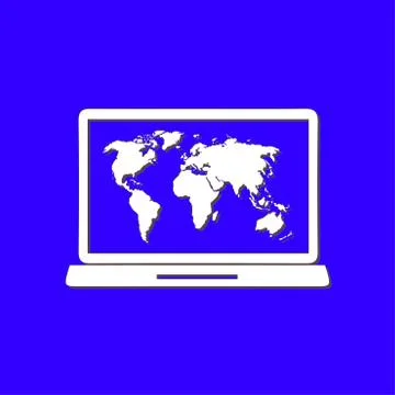 Symbol of notebook with world map. Illustrazione stock