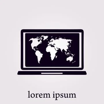 Symbol of notebook with world map. Stock Illustration