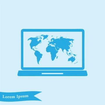 Symbol of notebook with world map. Stock Illustration