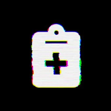 Symbol notes medical has defects. Glitch and stripes Stock Illustration