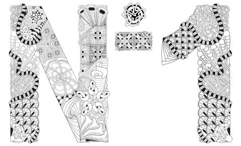 Symbol of number one zentangle. Vector decorative number Stock Illustration