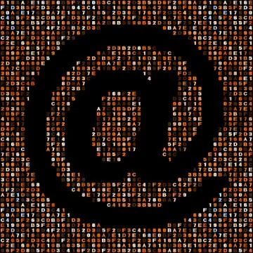 At symbol on orange hex code illustration Illustrazione stock