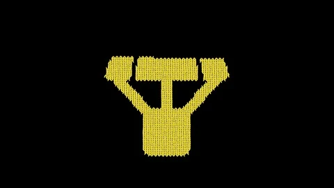 Symbol parachute box is knitted from a woolen thread. Knit like a sweater Stock Footage 120582371