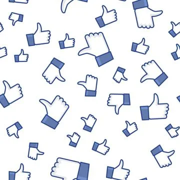 Like symbol pattern background. Thumb up like icon design for social network Illustrazione stock