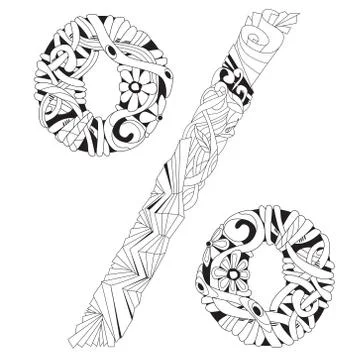 Symbol of percent zentangle. Vector decorative object Ilustración de archivo