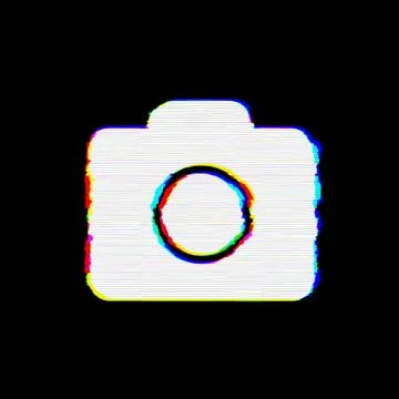 Symbol photo camera has defects. Glitch and stripes Stock Illustration