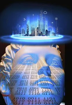 Symbol photo, digital future, thinking machine, ChatGBT, AI dangers, OpenAI, Stock Illustration