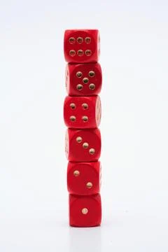 Symbol photo stack of six red dice sorted by descending value Stock Photos