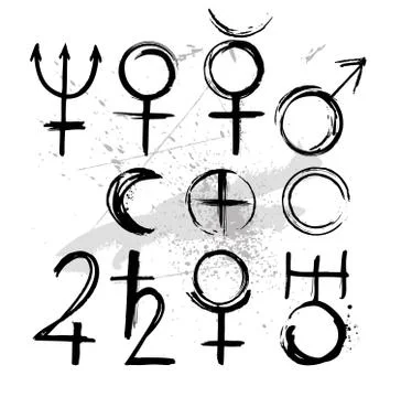 Symbol Planets Painted with Paint Stock Illustration