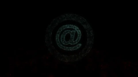 An "@" symbol in a plexus circle falls, sparking digital ripples and rays i.. Stock Footage 289844313