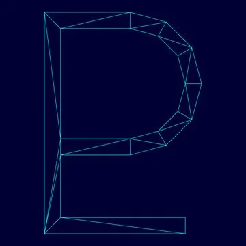 Symbol Pluto low poly triangulation triangulated polygonal electric cyan bl.. Stock Illustration