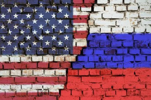 Symbol of problems between USA and russia Stock Photos