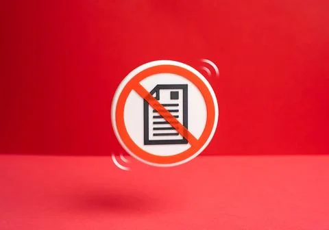 A symbol prohibiting paper documents reflects digital transformation. Electro 스톡 사진