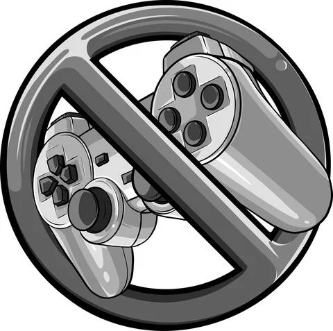 Symbol of prohibition Gaming controller vector illustration Illustrazione stock