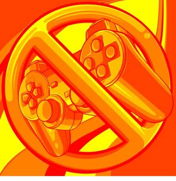 Symbol of prohibition Gaming controller vector illustration Illustrazione stock