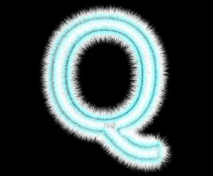 Symbol "Q" from wool on a black background Stock Illustration