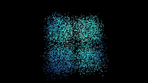 The symbol qrcode is assembled from small balls. Then it shimmers with blue. It Stock Footage 130328911