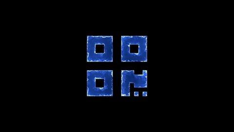 Symbol qrcode. Blue Electric Glow Storm. looped video. Alpha channel black Stock Footage 99002474