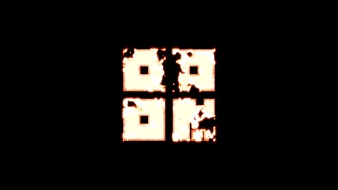 Symbol qrcode burns out of transparency, then burns again. Alpha channel Stock Footage 118601391