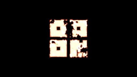 Symbol qrcode burns out of transparency, then burns again. Alpha channel Stock Footage 118601417