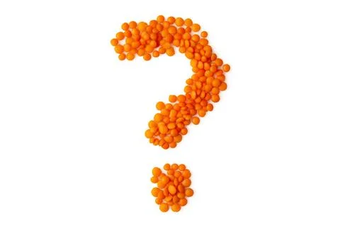 The symbol 'question mark ?' formed from red lentil grains Stock Photos