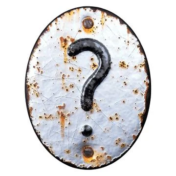 Symbol question mark made of forged metal on the background fragment of a metal Illustrazione stock