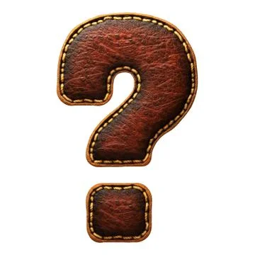 Symbol question mark made of leather. 3D render font with skin texture isolated Stock Illustration
