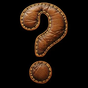 Symbol question mark made of leather. 3D render font with skin texture isolated Illustrazione stock