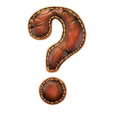 Symbol question mark made of leather. 3D render font with skin texture isolated Illustrazione stock
