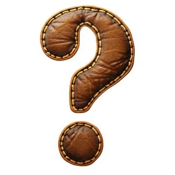 Symbol question mark made of leather. 3D render font with skin texture isolated Illustrazione stock