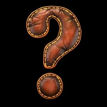 Symbol question mark made of leather. 3D render font with skin texture isolated Stock Illustration