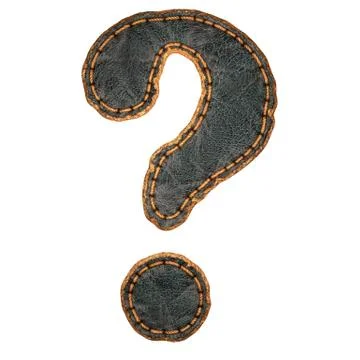 Symbol question mark made of leather. 3D render font with skin texture isolated Illustrazione stock