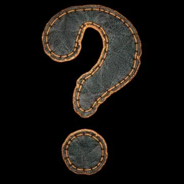 Symbol question mark made of leather. 3D render font with skin texture isolated Stock Illustration