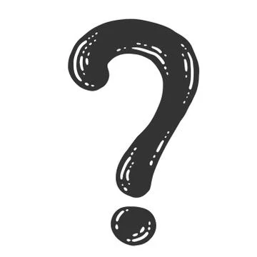 Symbol, question mark. Sketch scratch board imitation. Black and white. Stock Illustration