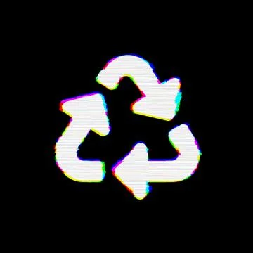 Symbol recycle has defects. Glitch and stripes 库存插图