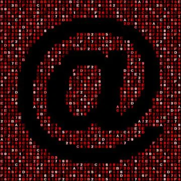 At symbol on red hex code illustration Stock Illustration