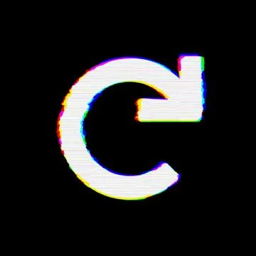 Symbol redo has defects. Glitch and stripes Stock Illustration