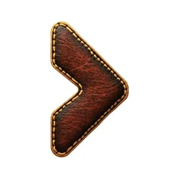 Symbol right angle bracket made of leather. 3D render font with skin texture Stock Illustration