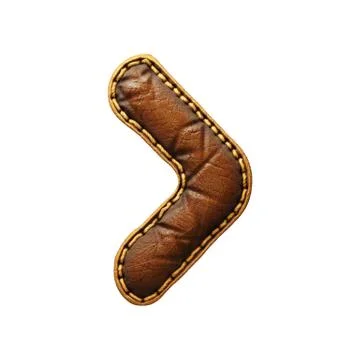 Symbol right angle bracket made of leather. 3D render font with skin texture Stock Illustration