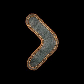 Symbol right angle bracket made of leather. 3D render font with skin texture Stock Illustration