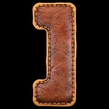 Symbol right bracket made of leather. 3D render font with skin texture on black Stock Illustration