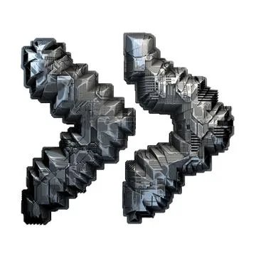 Symbol right quotation marks made of metal isolated on white background. 3d 스톡 일러스트