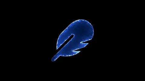 Symbol rounded feather. Blue Electric Glow Storm. looped video. Alpha channel Stock Footage 98330093