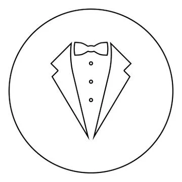 Symbol service dinner jacket bow Tuxedo concept Tux sign Butler gentleman ide Stock Illustration