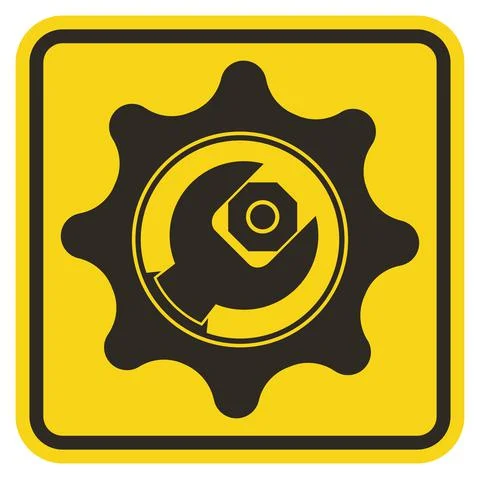 Symbol Service Tool Sign On Yellow Background Stock Illustration